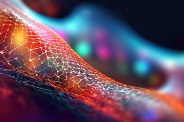 Aufkleber - Web Abstract Creative Technology Network Background in Neon Colors extreme closeup. Generative AI