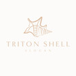 Triton shell vector logo design. Bohemian travel logo template.