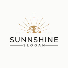 Wall Mural - Tropical sun vector logo design. Vacation and travel logo template. Bohemian style.