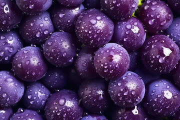 seamless background of many beautiful and shiny grape, top view.