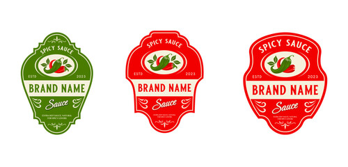 Sticker - hot chili vector label design. red chili concept, for spicy food product labels