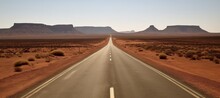 Long Straight Road At Desert. Generative AI Technology.