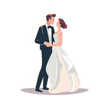 Bride And Groom Couple Wedding Vector Illustration