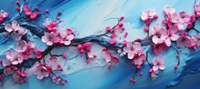 Pink Cherry Blossoms Sakura Floral Branch Expressive Art Painting Background. Generative AI Technology.