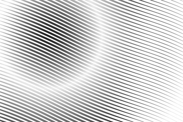 Poster - Diagonal lines halftone effect. Abstract black and white background with curve lines and waves. Banner.