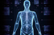 x-ray images body man to see injuries of tendons and bones for a medical diagnosis, AI