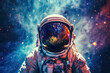Astronaut spaceman do spacewalk while working for space station in outer space . AI
