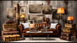 vintage luggage style living room furniture home decoration