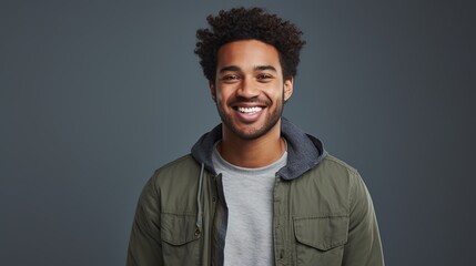 Young handsome African american man smiling  with generative ai