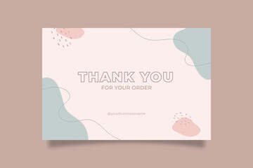 Wall Mural - Printable Pink Blue Pastel Thank You Card for Online Small Business, Decorated with Blob and Stroke Object