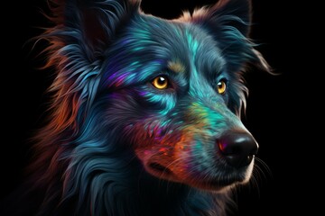 Wall Mural - Dog colorful art. Generate Ai