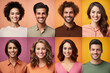 © Patcharaphon - Collage of portraits and faces of smiling multiracial group of various young diverse people for profile picture on colorful background. Diversity concept. Generative Ai.