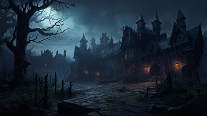 Wall Mural - spooky halloween landscape