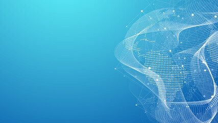 Leinwandbilder - Global network connection concept. Big data visualization. Social network communication in the global computer networks. Internet technology. Business. Science. Illustration