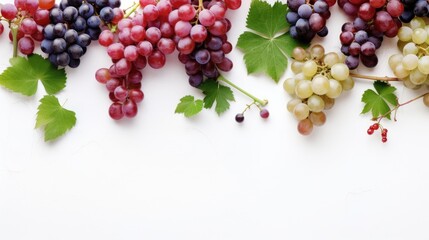 Wall Mural - Colorful grapes on white background top view Created With Generative AI Technology	
