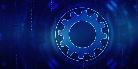 Aufkleber - Process management, optimization operation, fix strategy industry, transmission gears wheel, software update status, Cog Gear Wheel on the technology abstract background