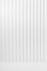 Poster - white abstract background of vertical striped pattern with perspective, floor as stage mockup for pr
