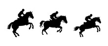 Horseback Rider Silhouette Black Filled Vector Illustration