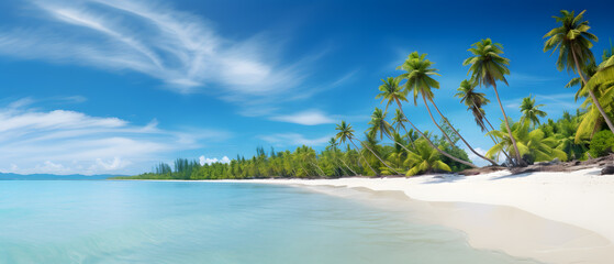 Wall Mural - Tropical Paradise: White Sands and Coco Palms Panorama