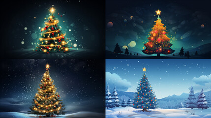 Canvas Print - christmas tree in the night