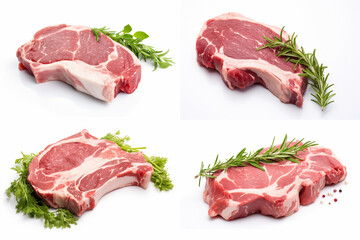 Wall Mural - Part of lamb neck, meat, isolated on white background with spices. OR generated.