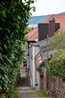 Miltenberg, kleine Gasse mit Pflastersteinen und Steinmauern führt über Treppen in die Altstadt, Miltenberg, Franken, Bayern, Deutschland