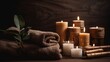 © Kateryna Kordubailo - Spa concept, towels and candels. Generative AI