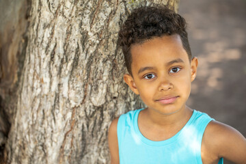 Wall Mural - Close up portrait of a young beautiful african boy