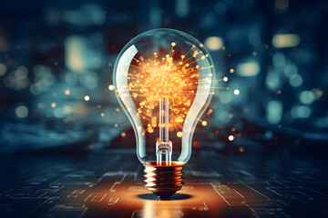technology light bulb in the dark
