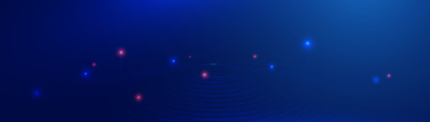Fototapete - Big data center. Abstract blue digital dynamic circles background. Science technology. Vector illustration