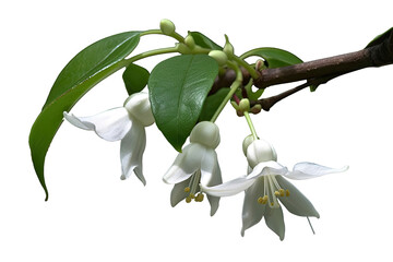 American Snowbell Styrax americanus, Transparent background. generative AI