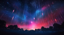 Raining Colorful Neon Light Comet Meteor Phenomenon Reminiscent Night Sky Full Of Stars