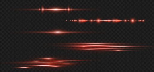 Wall Mural - light flash or red neon stripes. laser beams. beautiful light reflections. glowing stripes on a tran