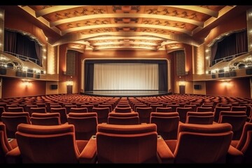 Cinema interior with big screen