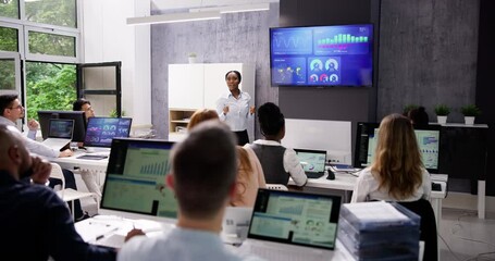 Poster - Business Presentation On TV In Corporate Training Room