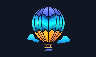 Poster -  a colorful hot air balloon flying through the sky with clouds.  generative ai