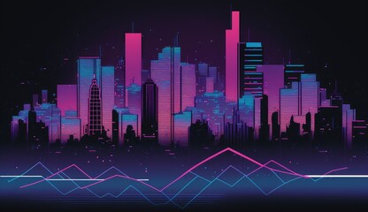 Sticker - Illustration of purple city buildings, generated by AI