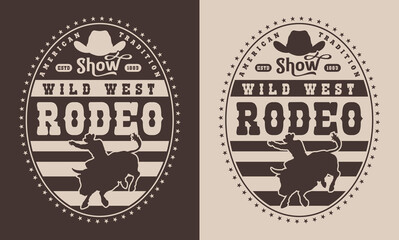 Poster - Bull rodeo vintage sticker monochrome