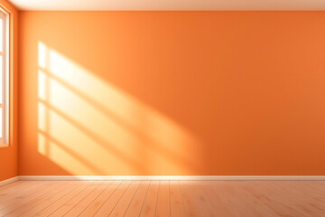 empty orange room with wall and window