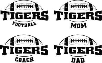 Wall Mural - football - tigers is a sports team design that includes text with the team name and a football graph