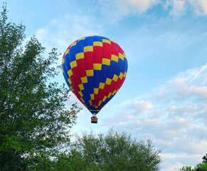 hot air balloon against a blue sky