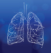 © Anucha - Illustration of curves and dots arranged to form the shape of a human lung on a dark blue background. It feels modern, dynamic, and moderately tech-savvy. Used in medical and industry