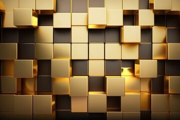 Poster - Gold cubes background.  illustration.