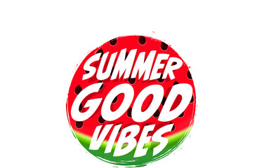 Summer Good Vibes. Juicy poster design template, transparent background, PNG illustration