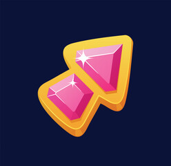 Poster - Cartoon Pink Crystal Game Cursor, Vibrant And Elegant Pointer Adorned With A Glossy Crystal And Golden Frame
