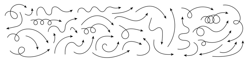Wall Mural - curved arrows. set of vector hand drawn arrows. collection of pointers.