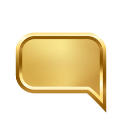 Poster - gold rectangle speech bubble with frame vector illustration. 3d golden glossy elegant button design 