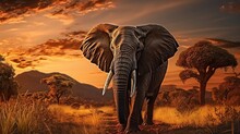 Big Elephant On The Plains Of The Africa AI Generated Image