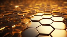 Modern Hexagon Honeycomb Gold Effect AI Generated Image