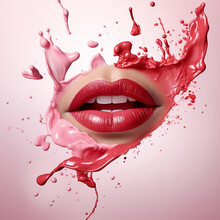 Women Lips Pink Lipstick Liquid Colour